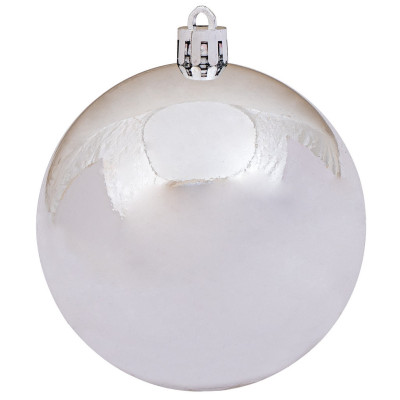 Ασημί Πλαστική Γυαλιστερή Χριστουγεννιάτικη Μπάλα 8cm (Σετ 6 τμχ)